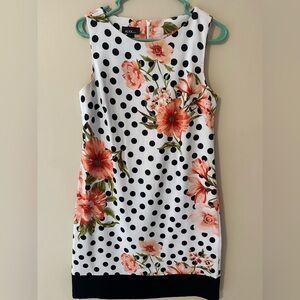 Alyx Orange/White/Black Polka Dot Dress with Floral Design